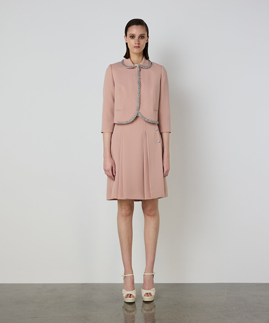 STRASS TAŞ İŞLEMELİ KREP CEKET