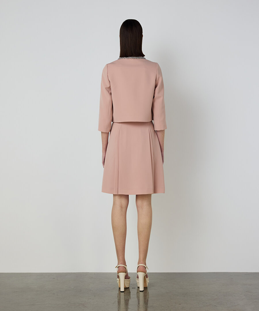 STRASS TAŞ İŞLEMELİ KREP CEKET