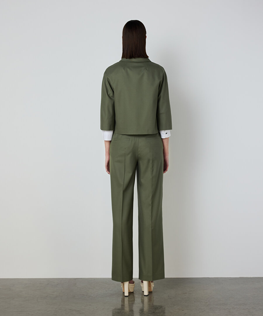 ASİMETRİK CEP KAPAKLI YÜN CEKET