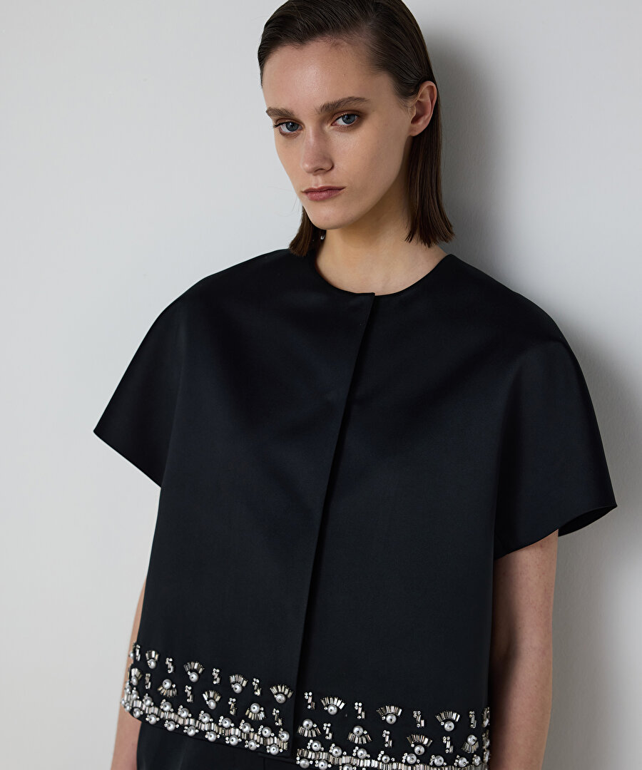 İNCİ VE STRASS TAŞ İŞLEMELİ CEKET