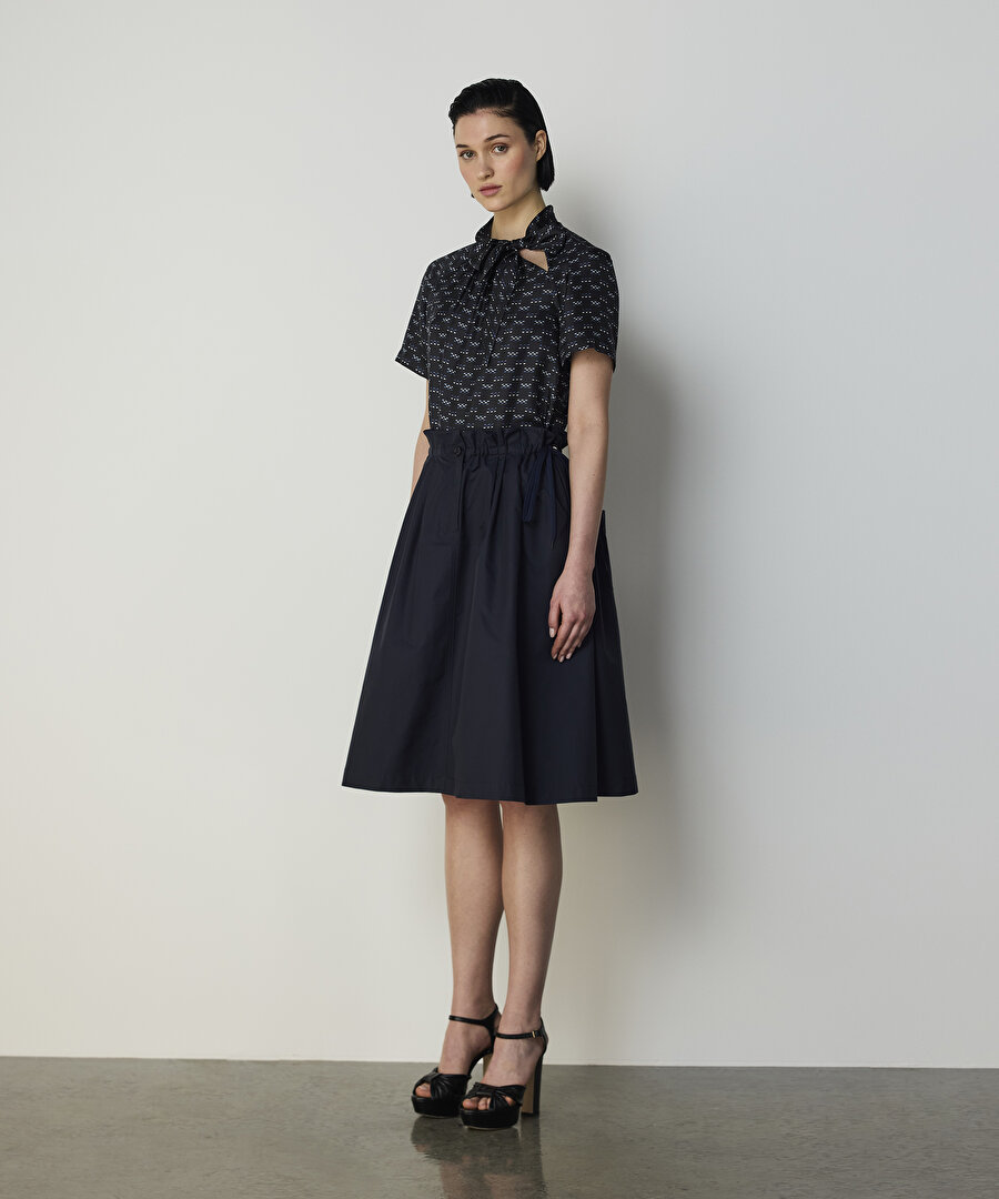 FULAR EFEKTLİ İPEK BLUZ