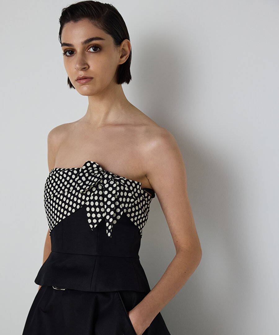 PUANTİYE DESEN MIX BLUZ