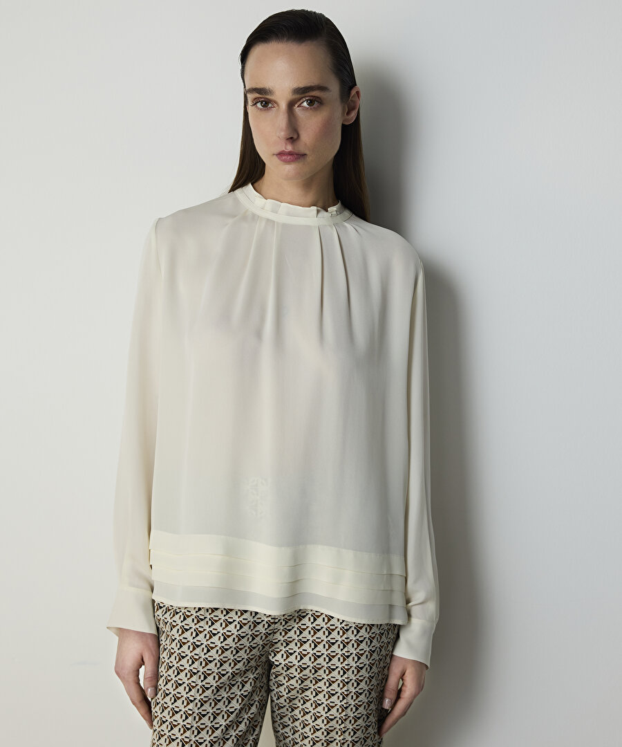 NERVÜRLÜ İPEK BLUZ