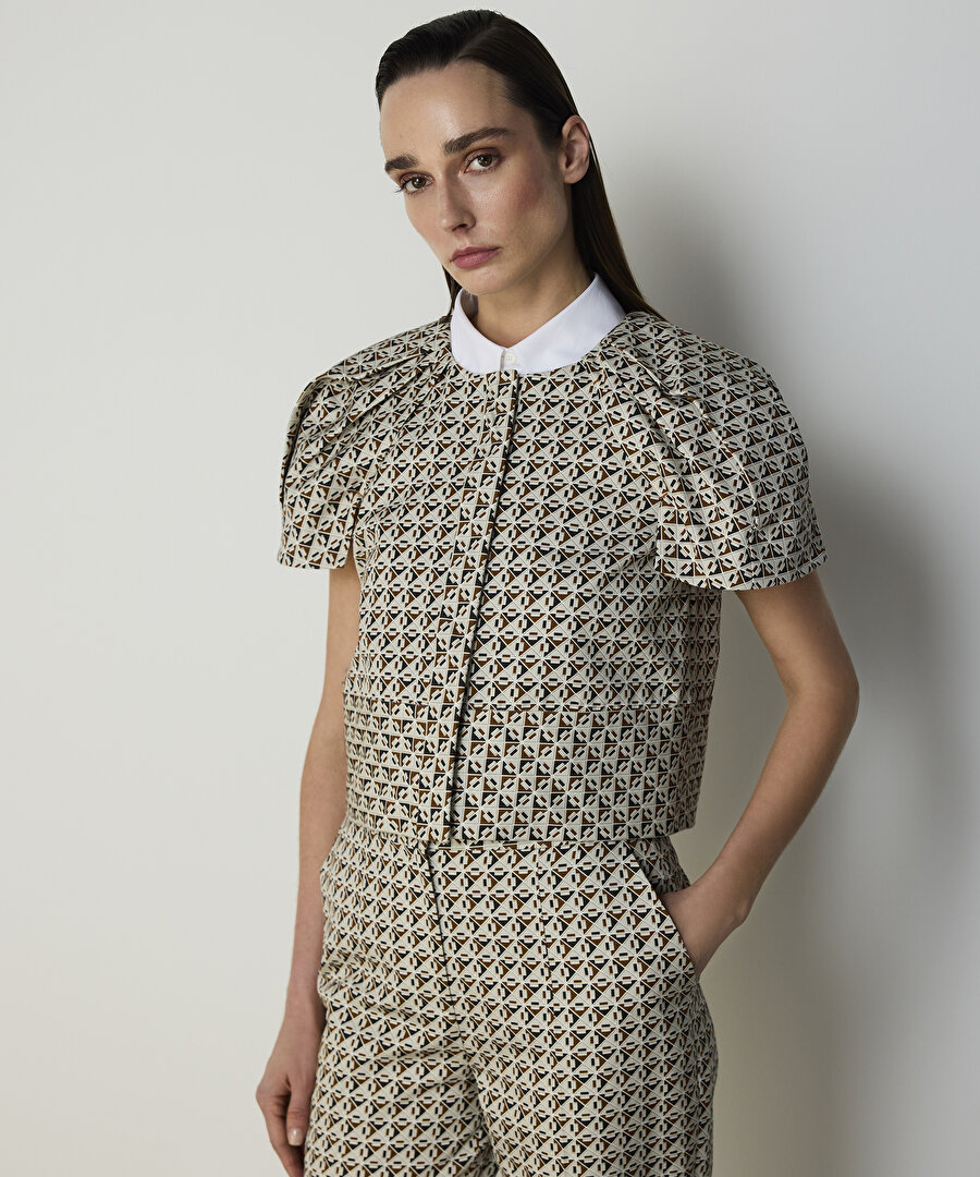 DESENLİ BALON KOL BLUZ