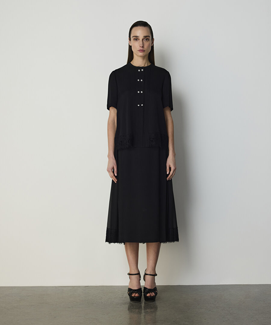 NERVÜRLÜ DANTEL MIX BLUZ