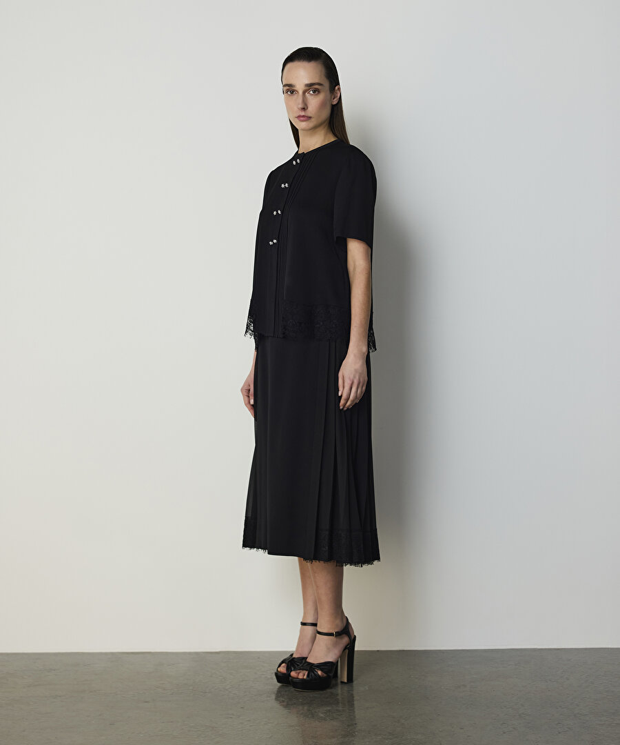 NERVÜRLÜ DANTEL MIX BLUZ