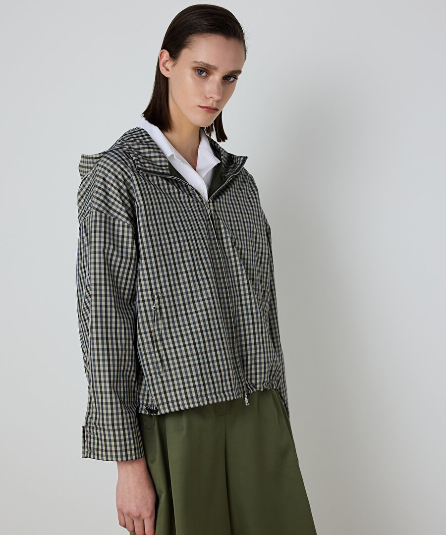 PÖTİKARE DESEN KAPÜŞONLU MONT