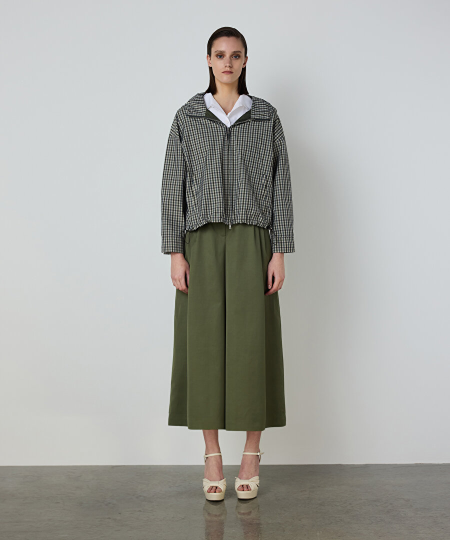 PÖTİKARE DESEN KAPÜŞONLU MONT