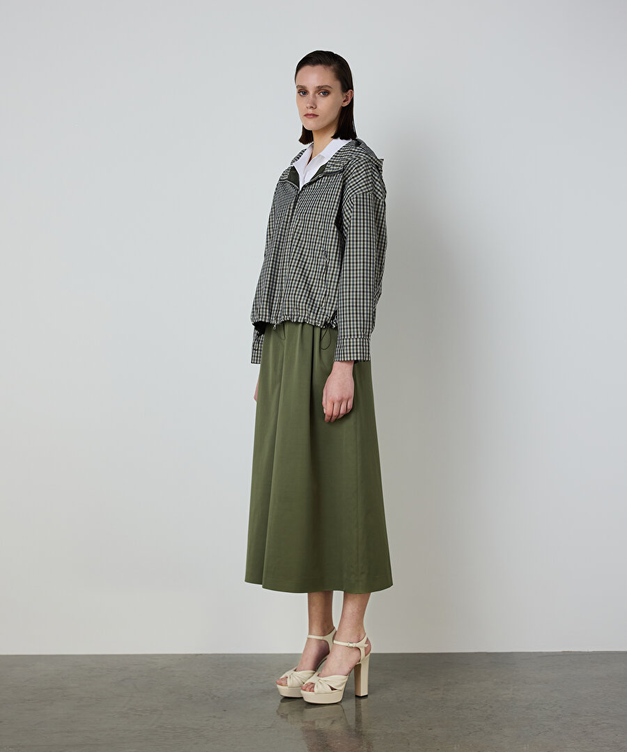 PÖTİKARE DESEN KAPÜŞONLU MONT