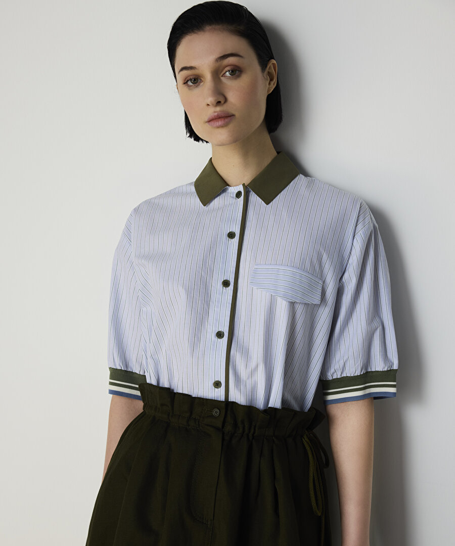 ÇİZGİ DESEN TRİKO MIX GÖMLEK