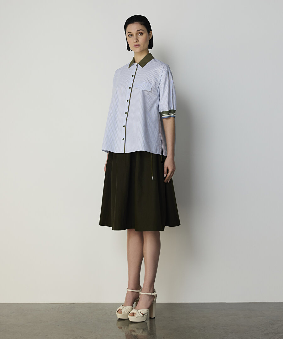 ÇİZGİ DESEN TRİKO MIX GÖMLEK