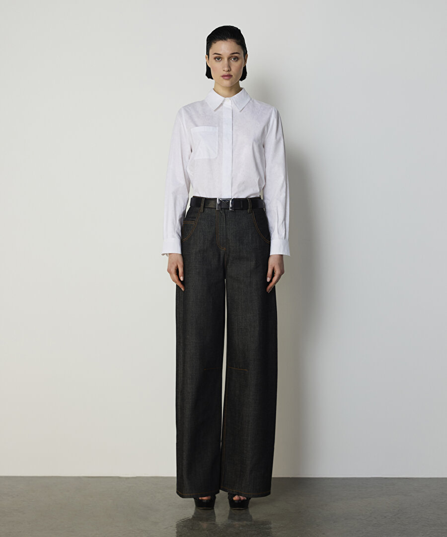 FLORAL DOKULU POPLİN GÖMLEK