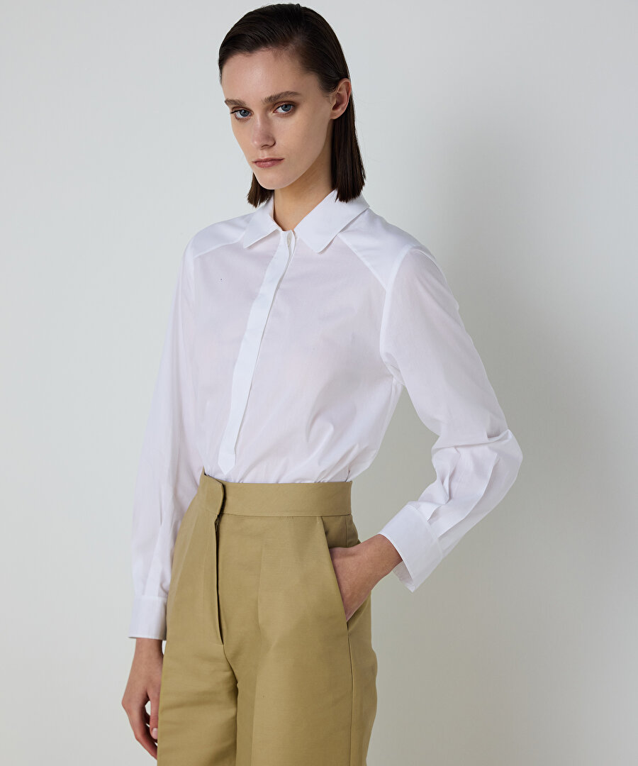 PİLELİ POPLİN GÖMLEK