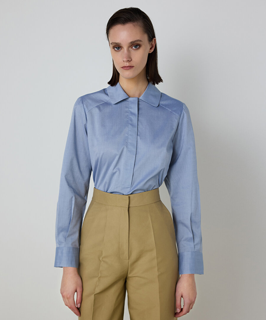 PİLELİ POPLİN GÖMLEK