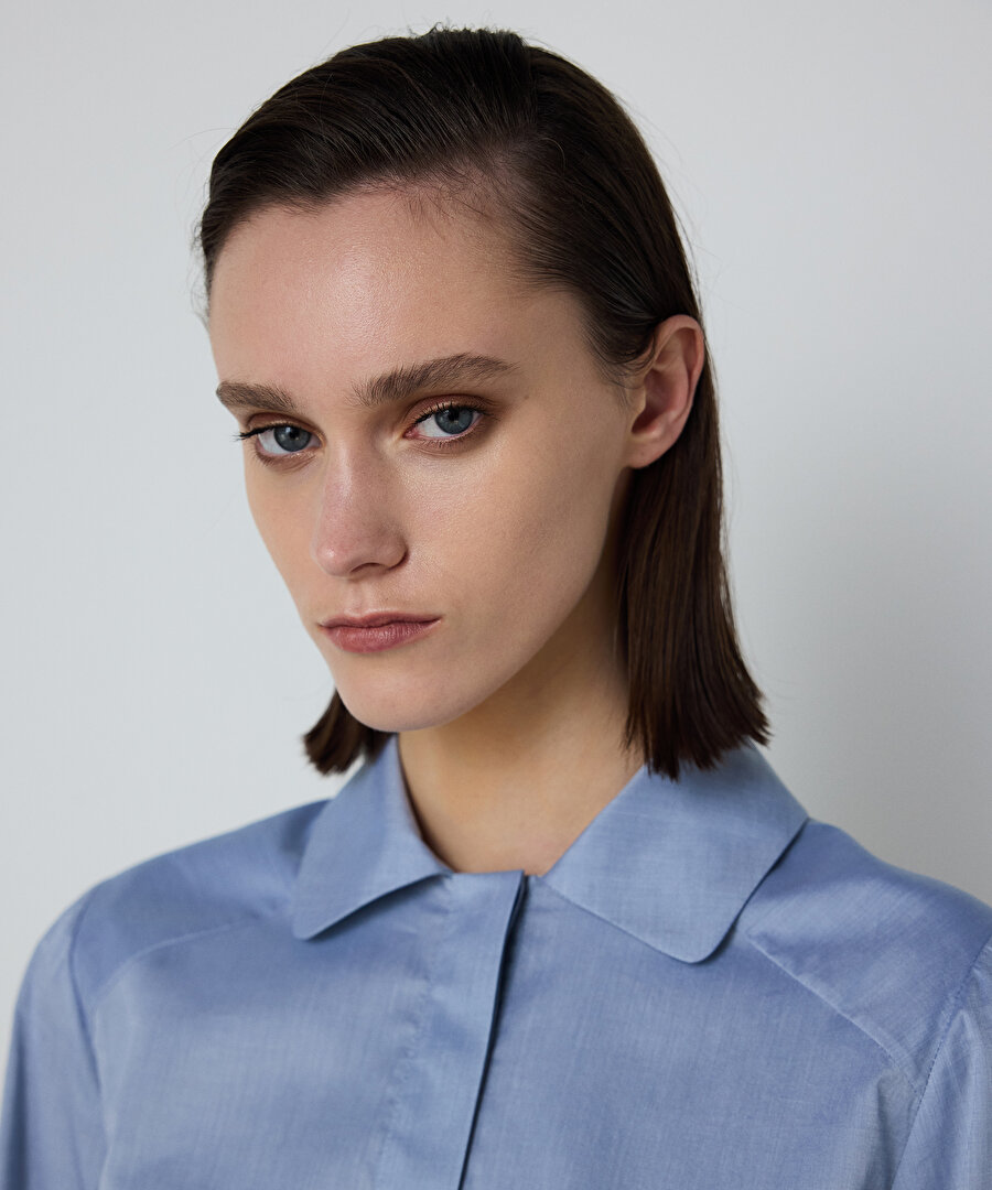 PİLELİ POPLİN GÖMLEK