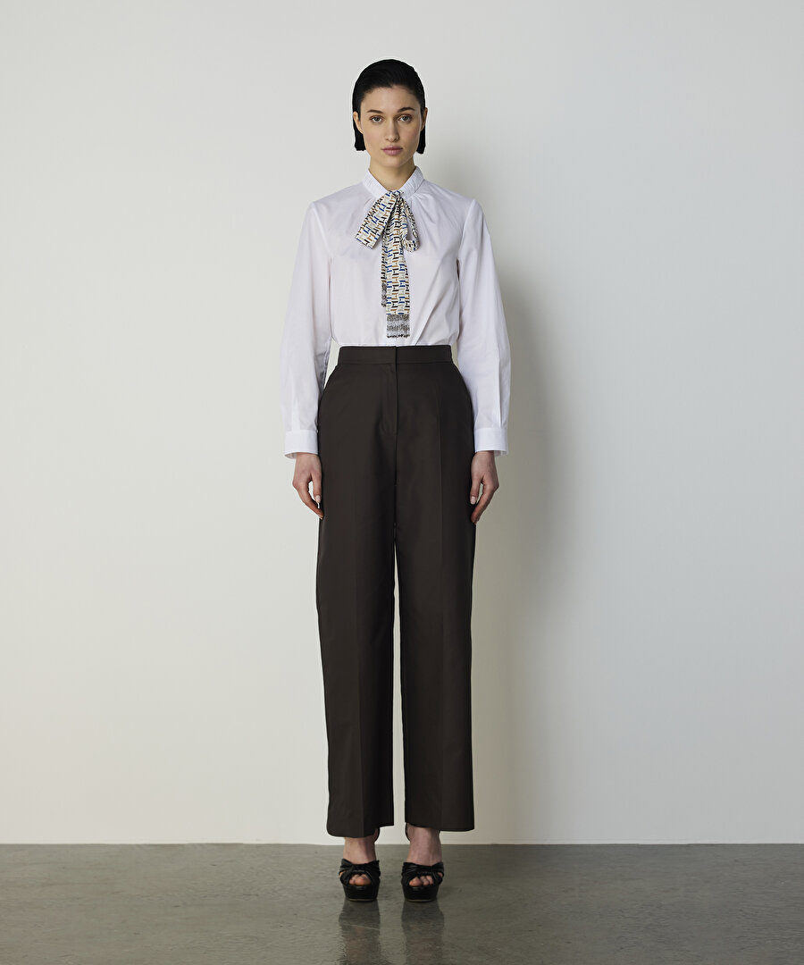 FULAR AKSESUARLI POPLİN GÖMLEK