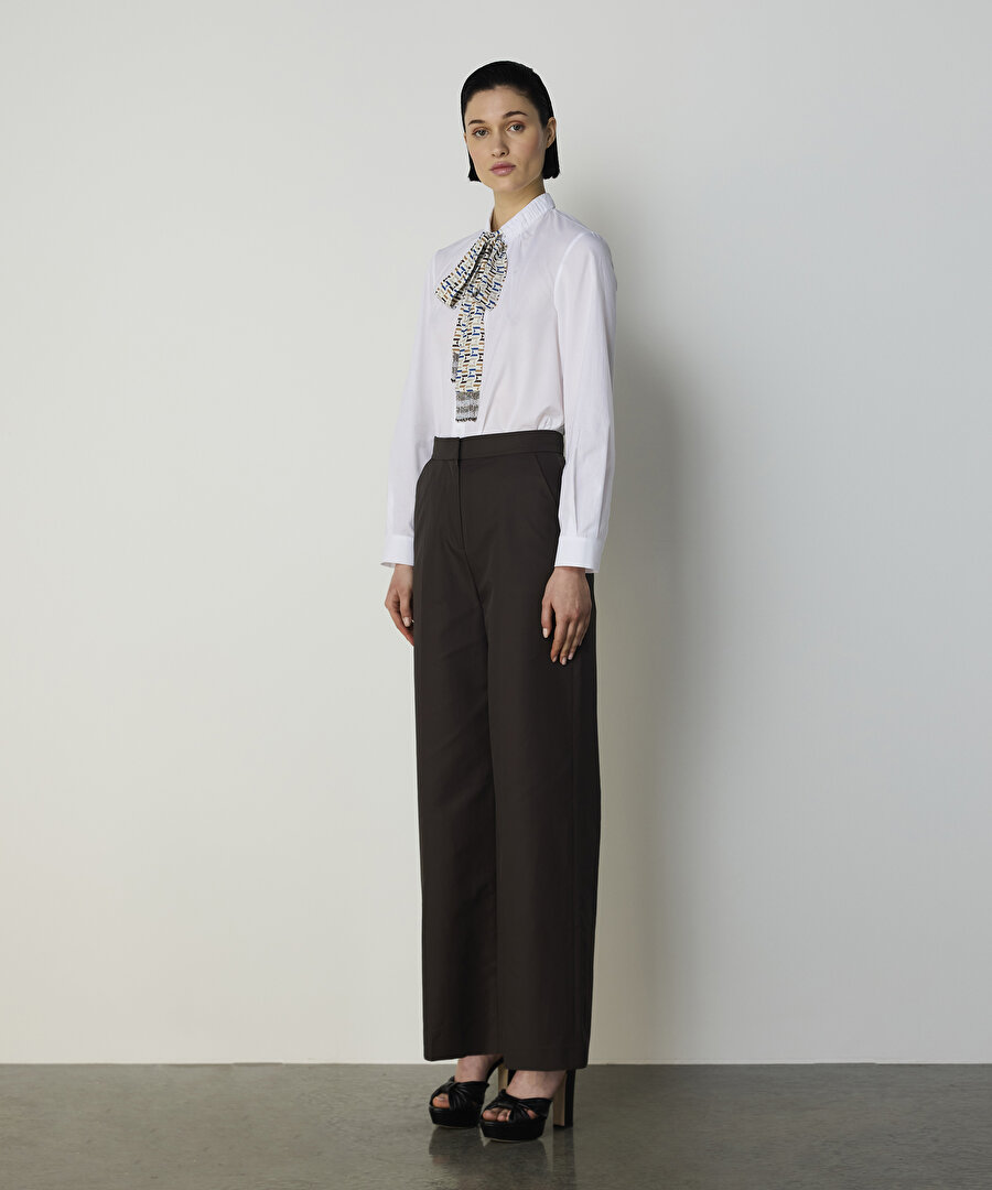 FULAR AKSESUARLI POPLİN GÖMLEK