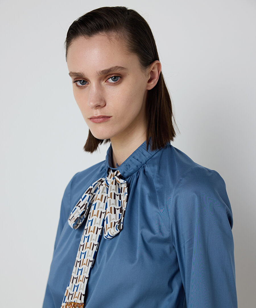 FULAR AKSESUARLI POPLİN GÖMLEK