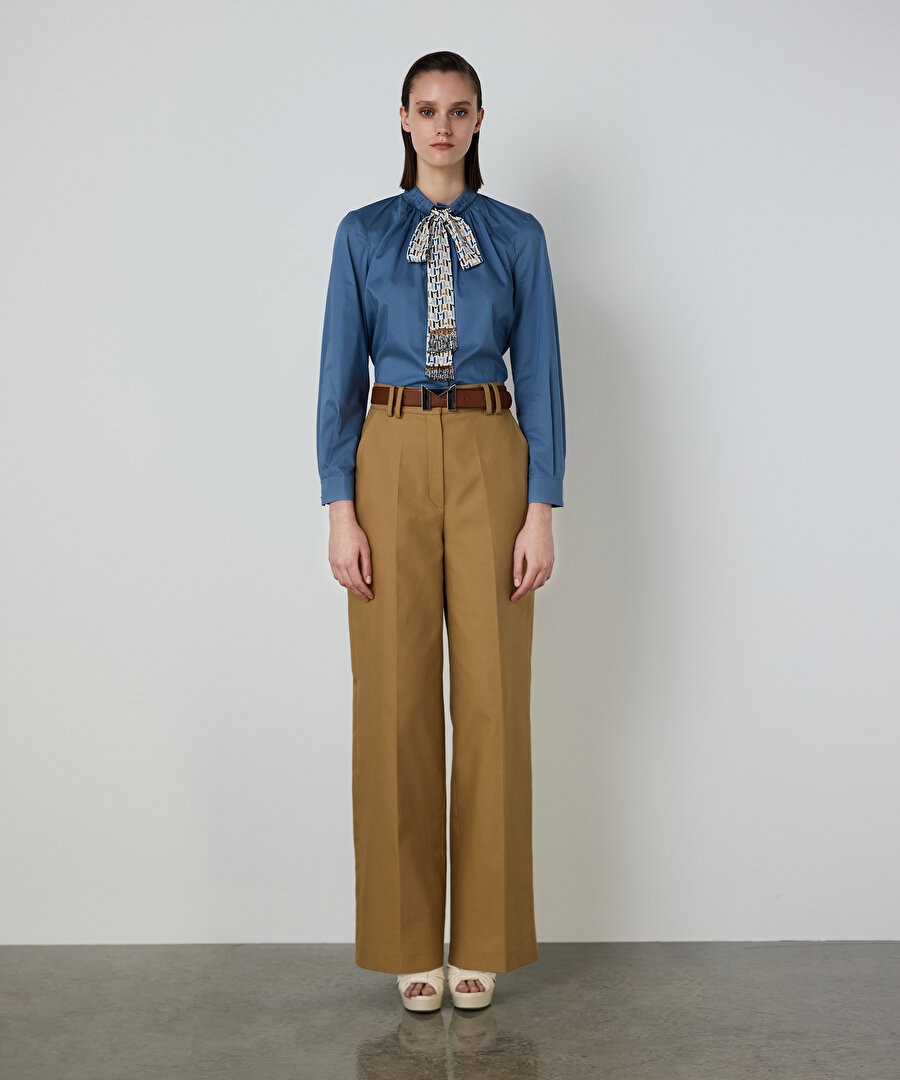 FULAR AKSESUARLI POPLİN GÖMLEK