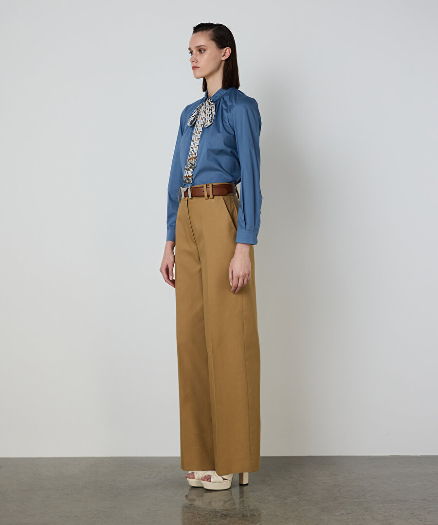 FULAR AKSESUARLI POPLİN GÖMLEK