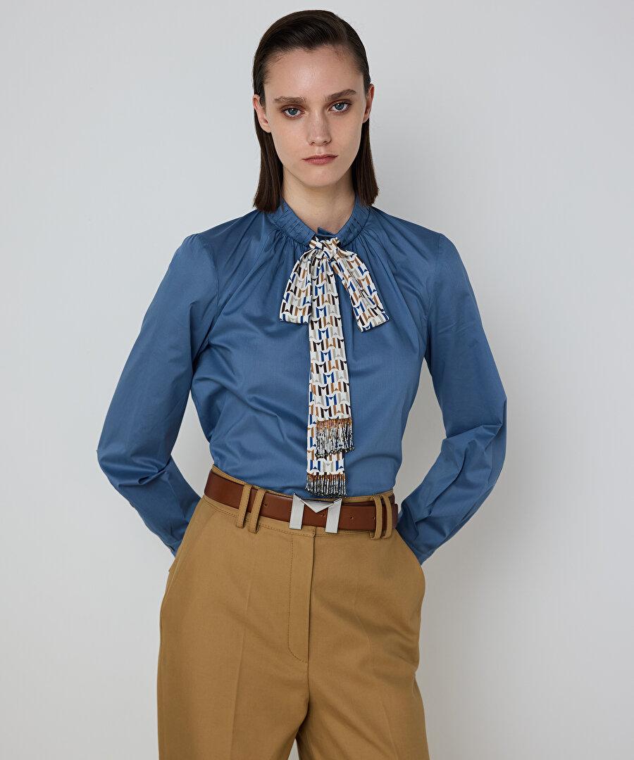 FULAR AKSESUARLI POPLİN GÖMLEK