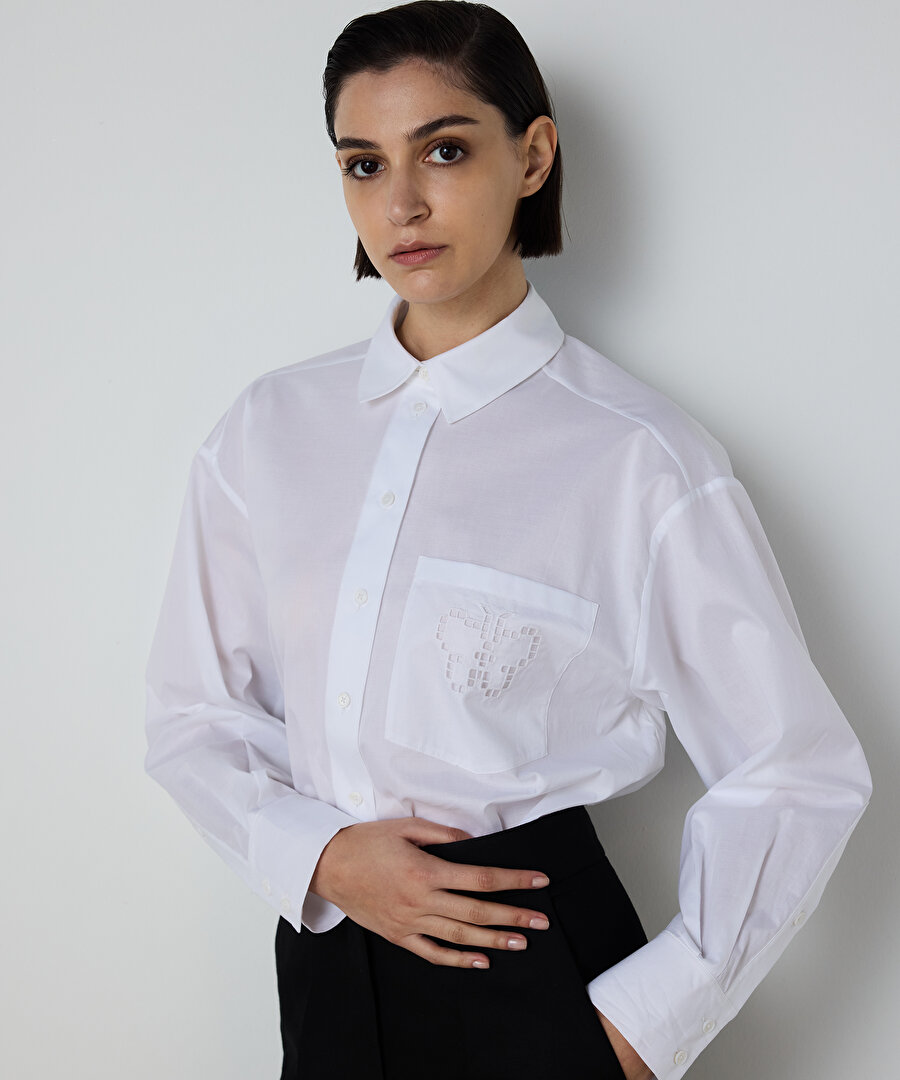 NAKIŞLI POPLİN GÖMLEK