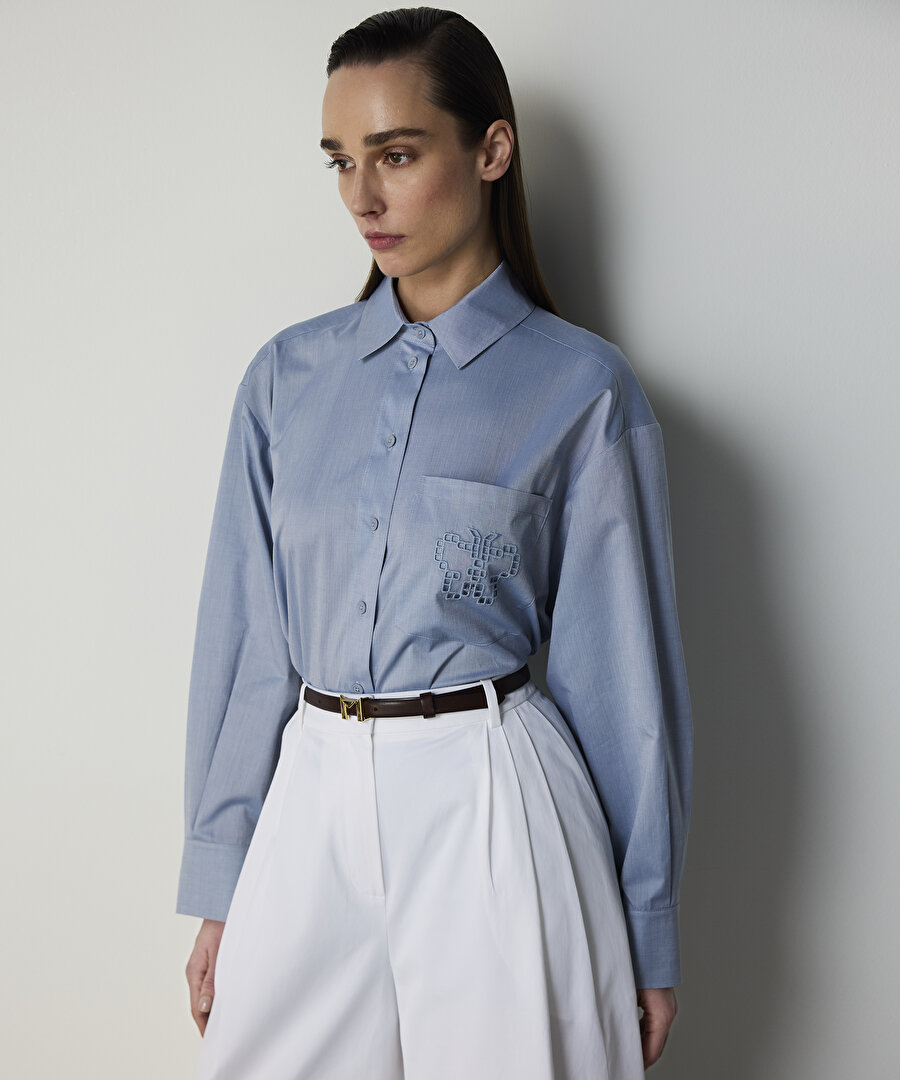 NAKIŞLI POPLİN GÖMLEK