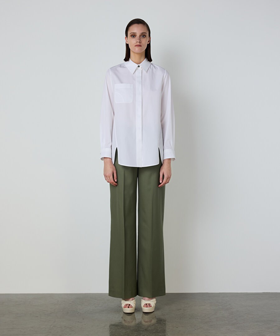 YIRTMAÇLI POPLİN GÖMLEK