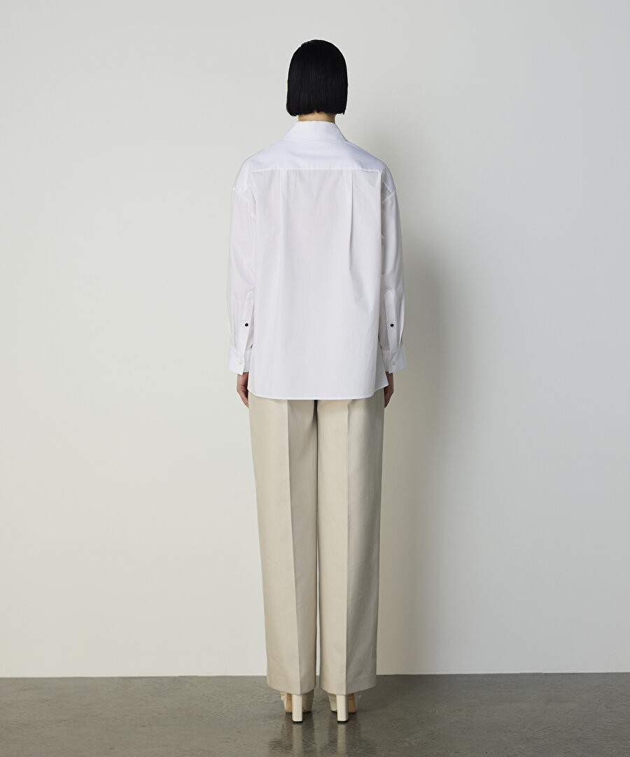 KARMA DÜĞMELİ POPLİN GÖMLEK