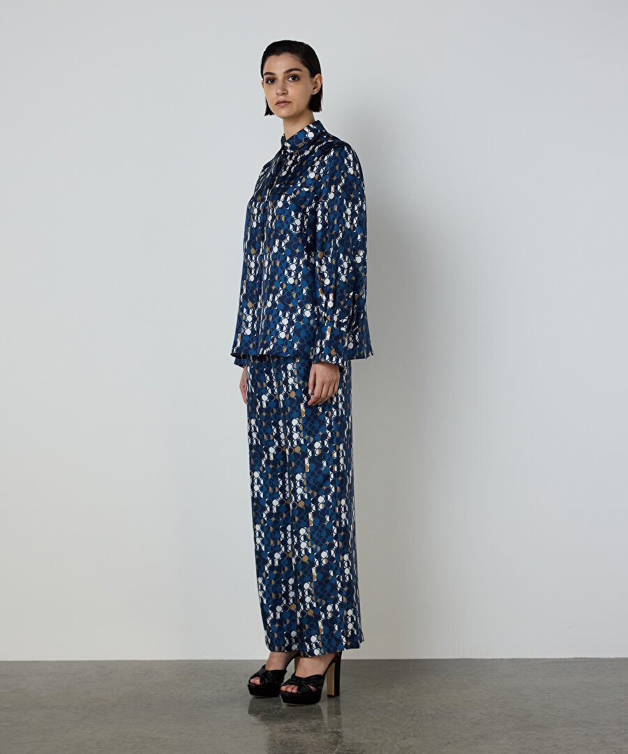 GEOMETRİK DESEN İPEK GÖMLEK