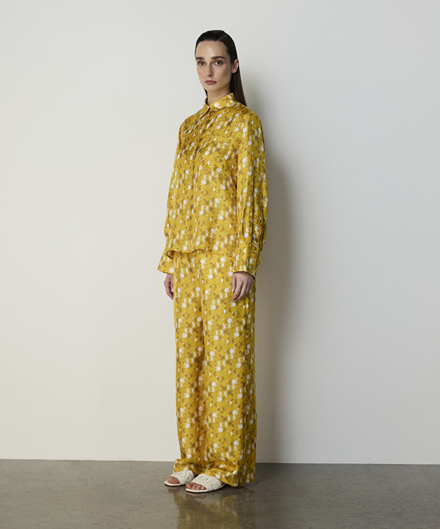 GEOMETRİK DESEN İPEK GÖMLEK