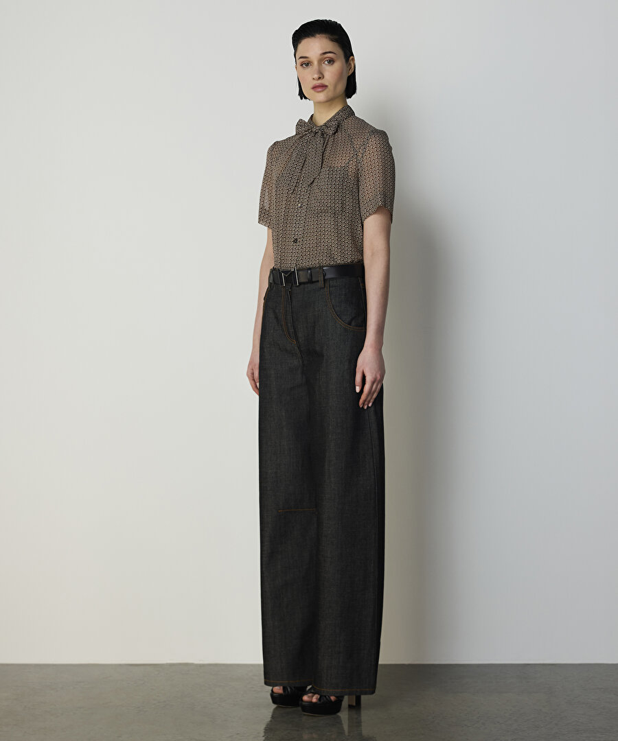 FULARLI İPEK GÖMLEK