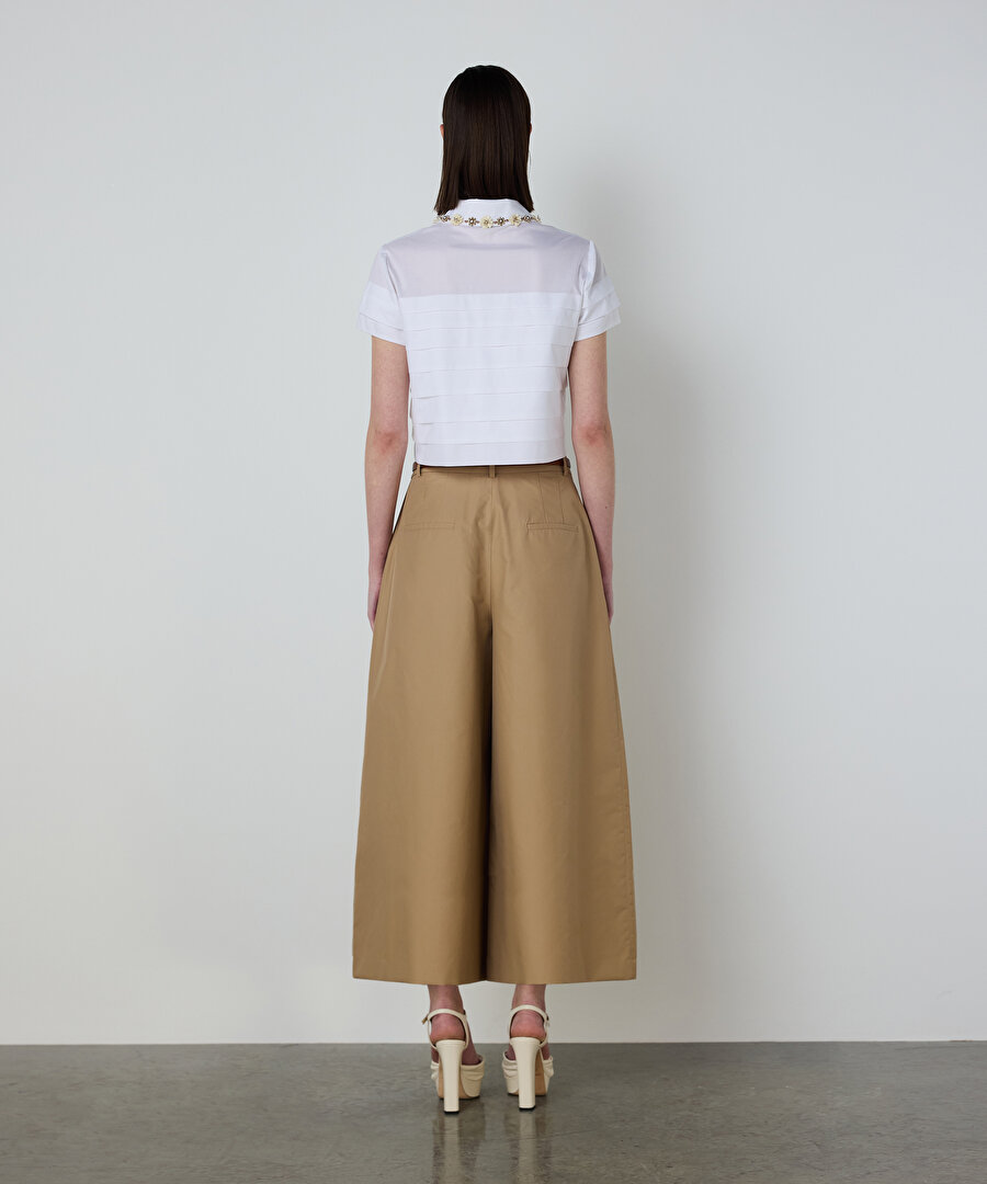 ÇİÇEK MODÜL İŞLEMELİ POPLİN GÖMLEK