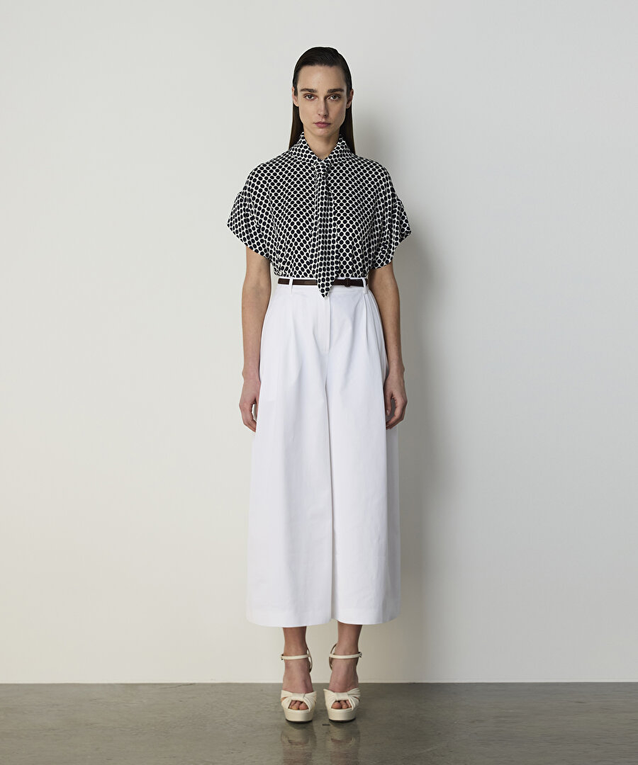 PUANTİYE DESEN İPEK GÖMLEK