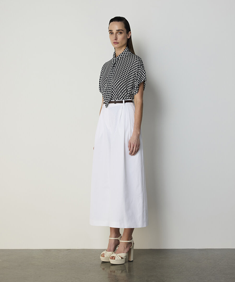 PUANTİYE DESEN İPEK GÖMLEK