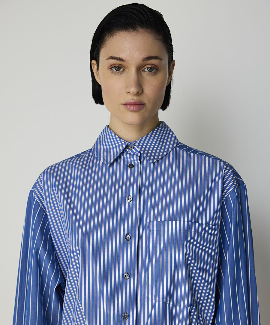 ÇİZGİ DESEN MIX POPLİN GÖMLEK