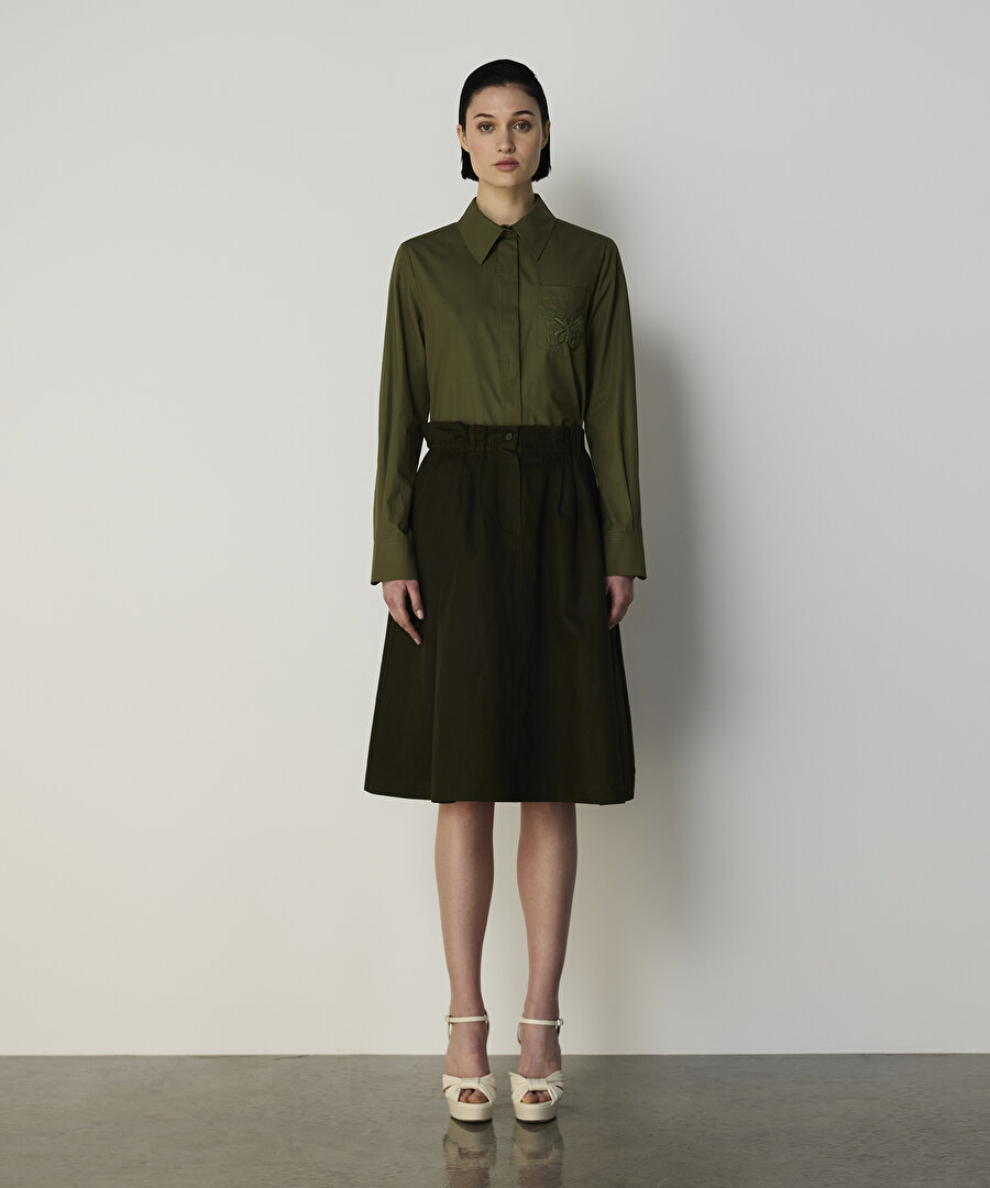 KELEBEK NAKIŞLI POPLİN GÖMLEK