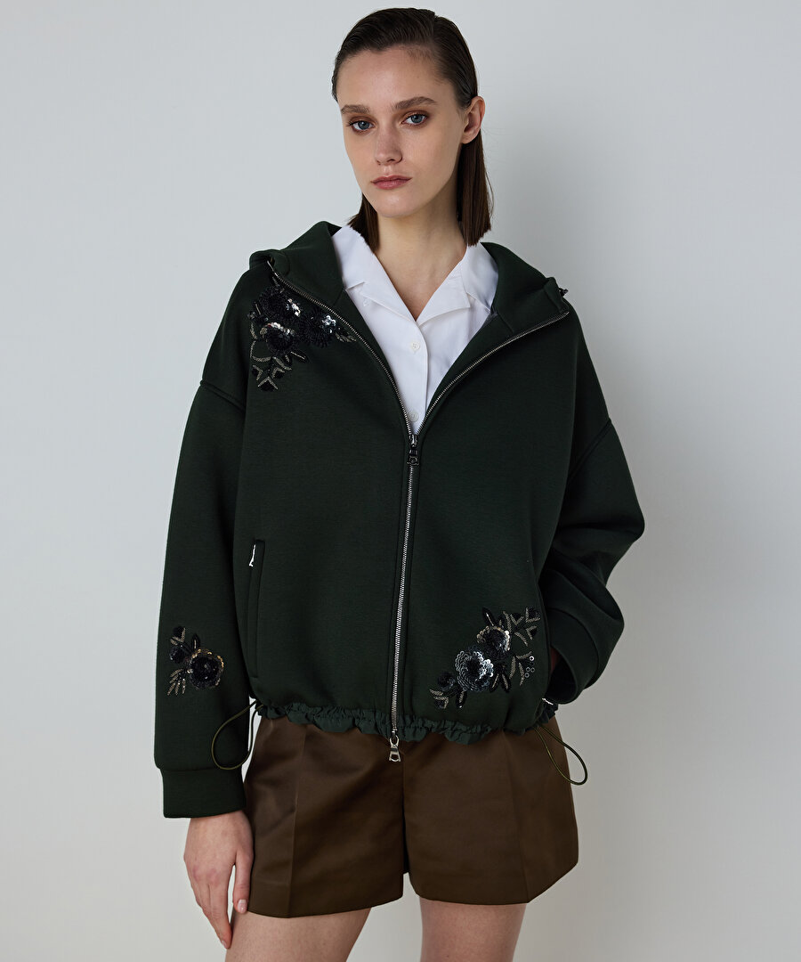 ÇİÇEK MODÜL İŞLEMELİ SWEATSHIRT