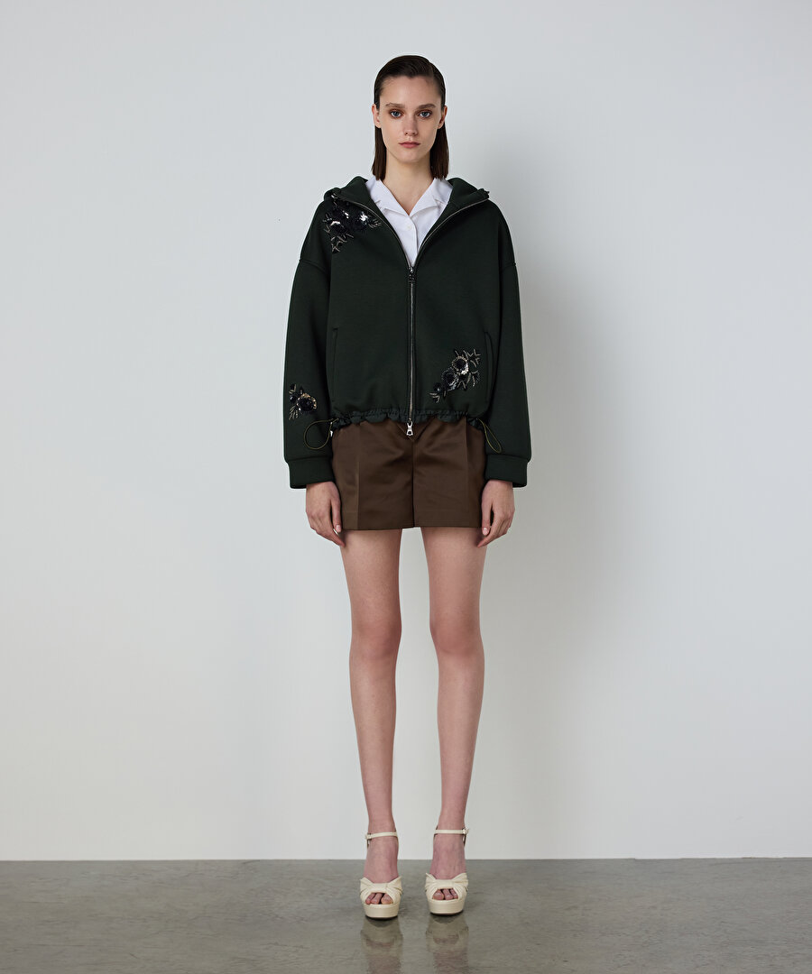 ÇİÇEK MODÜL İŞLEMELİ SWEATSHIRT