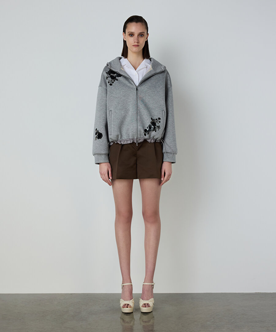 ÇİÇEK MODÜL İŞLEMELİ SWEATSHIRT